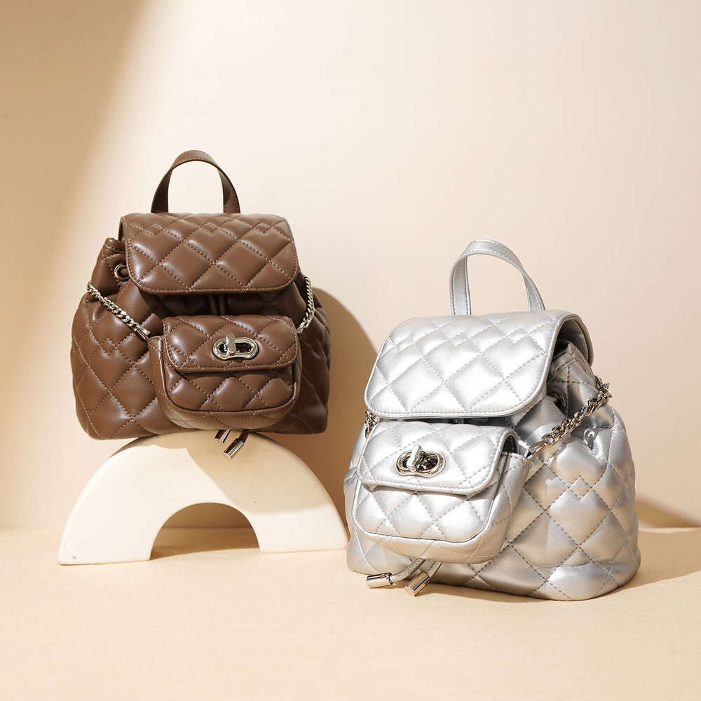 Shoulder Bag For Women 2025 New High-End Versatile Exquisite Niche Small Fragrance Style Diamond Grid Travel Mother And Child Backpack