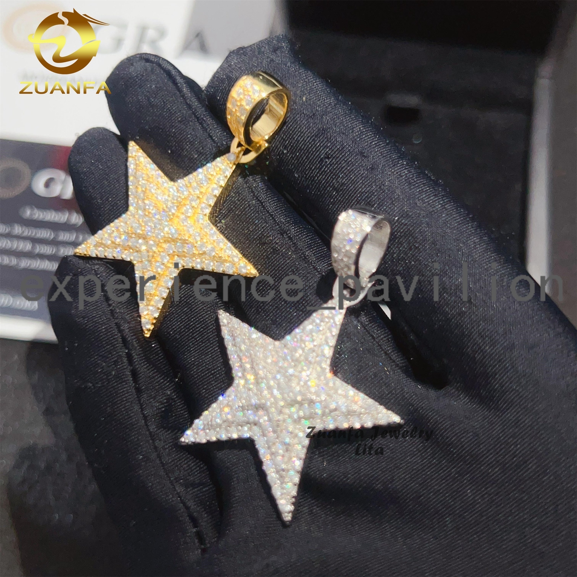 Wholesale Price High Quality Hip Hop Moissanite Diamond 925 Sterling Silver Iced Out Star Pendant