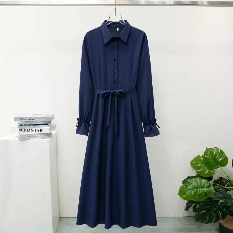 Women Long Dresses Spring Autumn Fashion Female Vintage Full Slve Solid Casual Chiffon Dress Women Maxi Dresses Muslim Dresses X250514