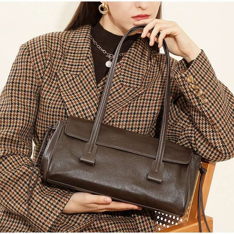 New Flap Women's Underarm High-Grade Handheld Pillow Popular Versatile Shoulder Soft Leather Horizontal Bag
