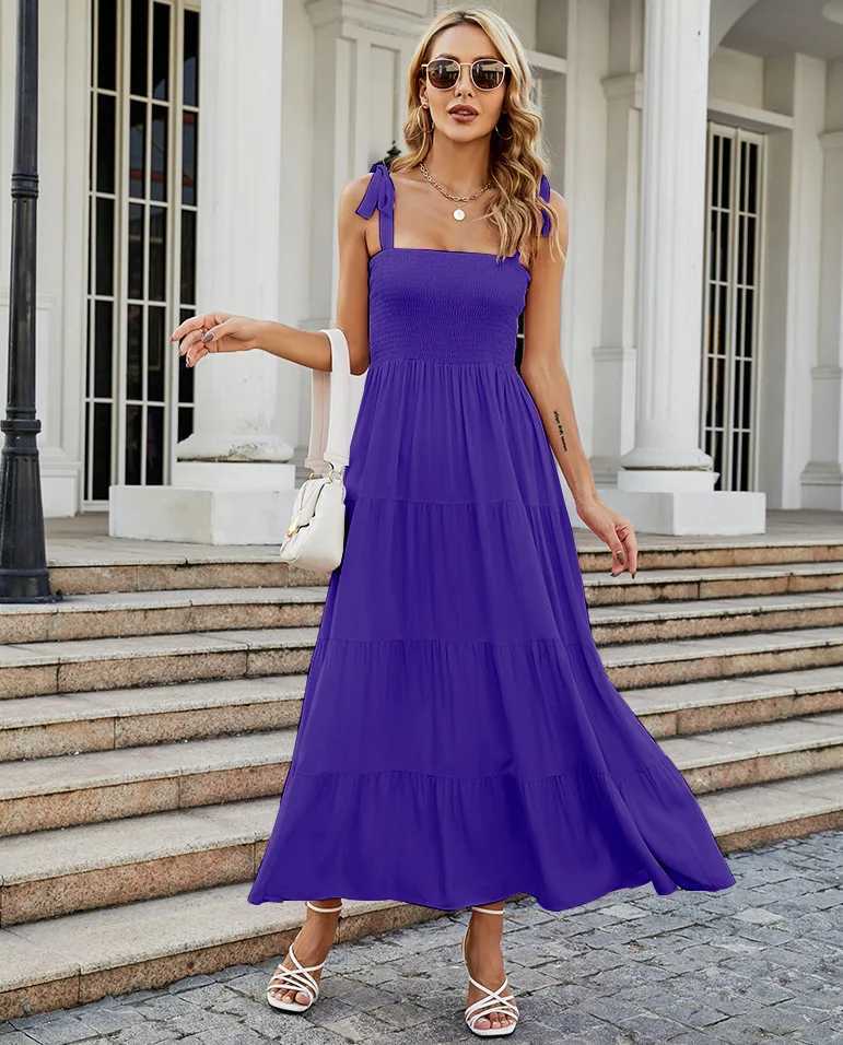 Fashion Bohemian Style Print Beach Dresses For Women Sleeveless Sexy Backless Maxi Sling A-line Dress Casual Party Dresses 2023XJ250514