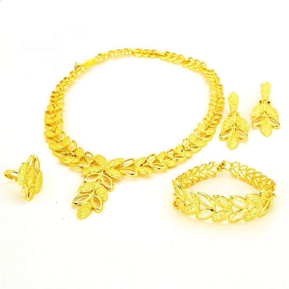 Vieamese Sand Gold Jewellery SetSaudi Bridal Necklace Bracelet Earrings Ring Exquisite Fashion Jewelry Wedding Souvenir 241019
