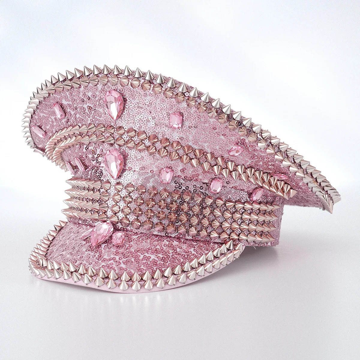 Fashionable rhinestone womens studded rivet party ball hat in one size fits all cool punk style 250513