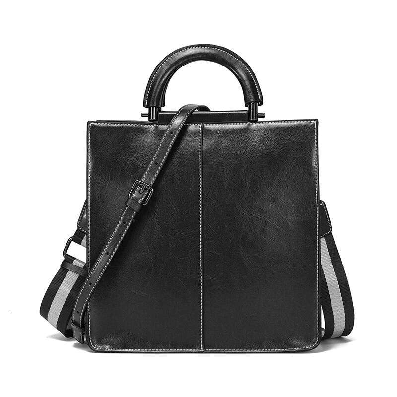 Tote Bag Oil Wax Cowhide For Women S High End Commuting Handbag New Large Capacity Single Shoulder Bag KQ