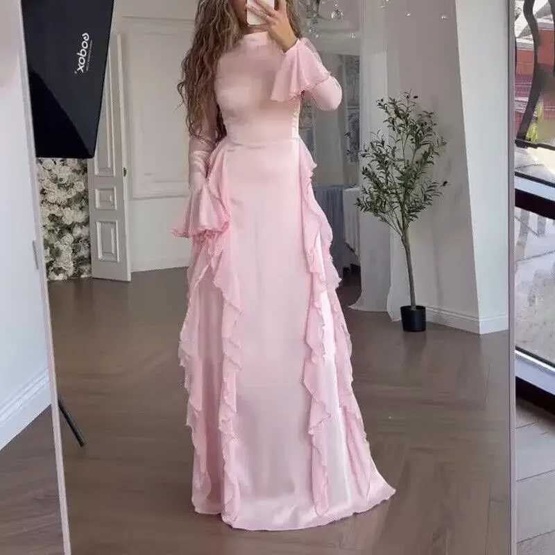 Women Temperament High Waist Long Dress Gown Muslim Patchwork Party Robe Arab Bandage Evening Dress Kaftan Abaya X250514