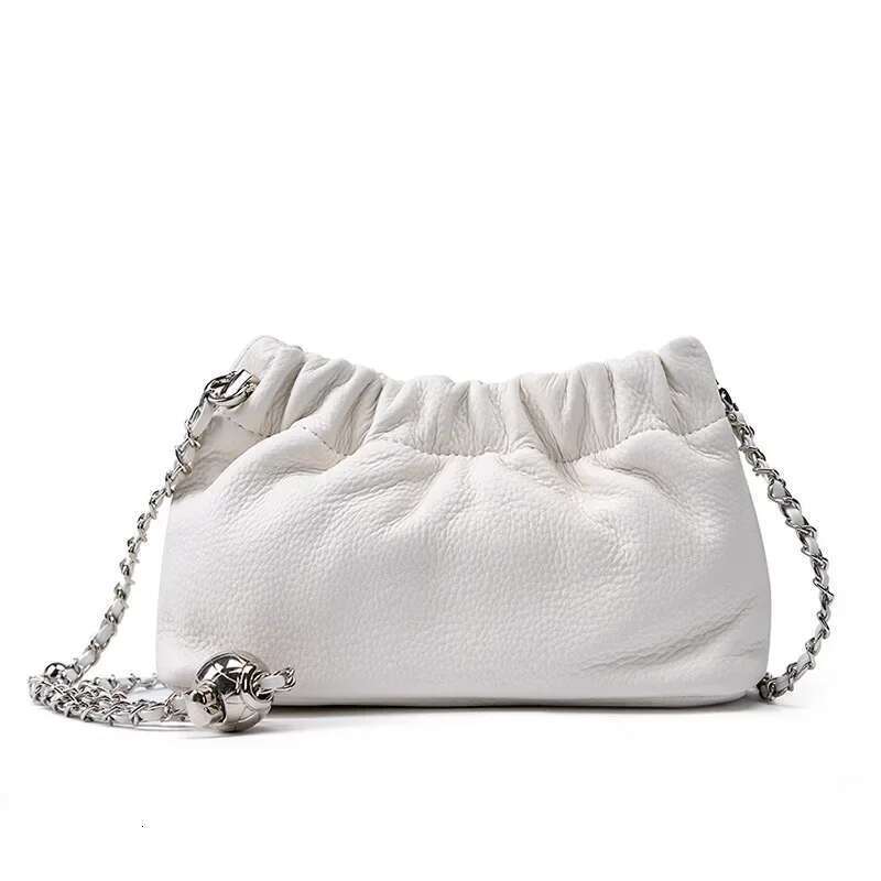 Women's Genuine Leather Shoulder Bags Popular Chain Armpit Pleated Cowhide Crossbody Bag