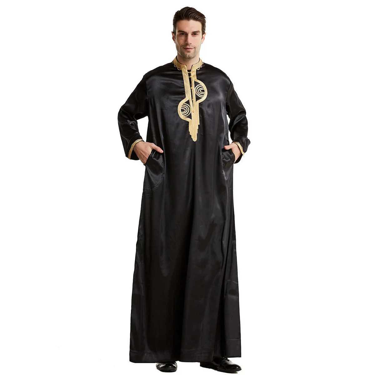 Eid Muslim Men Jubba Thobe Stand Collar Mens Long Dress Islamic Ramadan Long Robe Saudi Musulman Abaya Caftan Dubai Arab Dress X250514