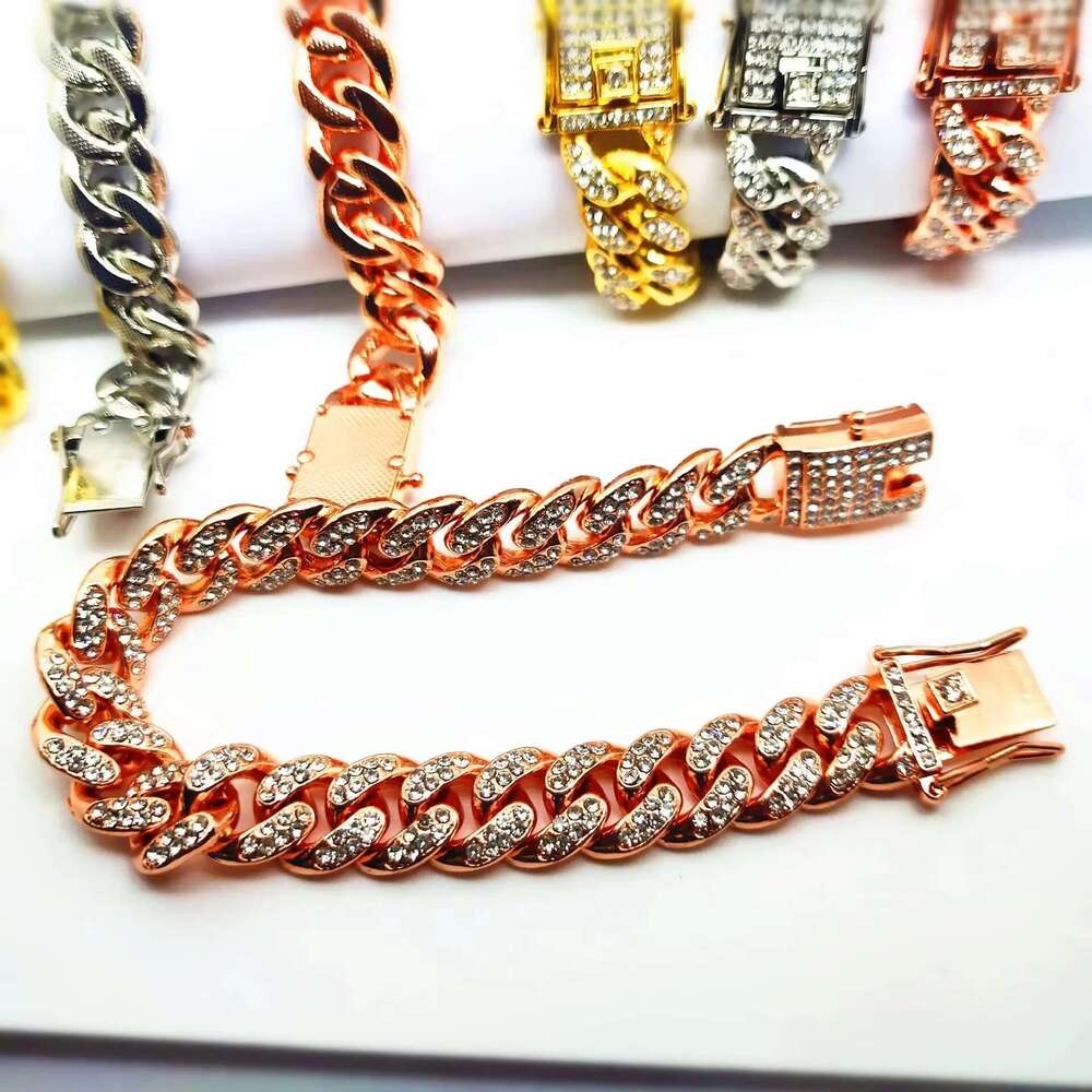 Cuban Chain Necklace Bracelet Set for Men VVS GRA Moissanite Hip Hop Style Available in Sier Gold