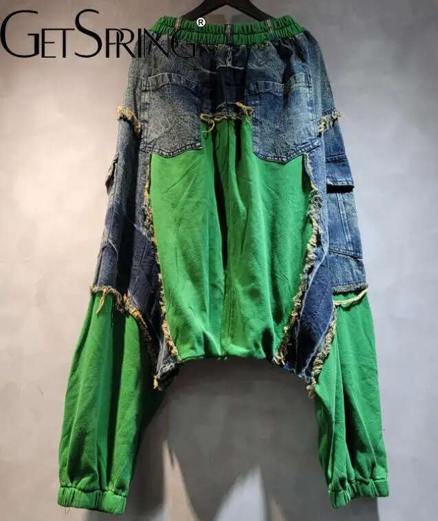 Getspring 2025 Spring Summer Fashion Pockets Ed High Waist Short Blue Straight Jeans Denim For Women
