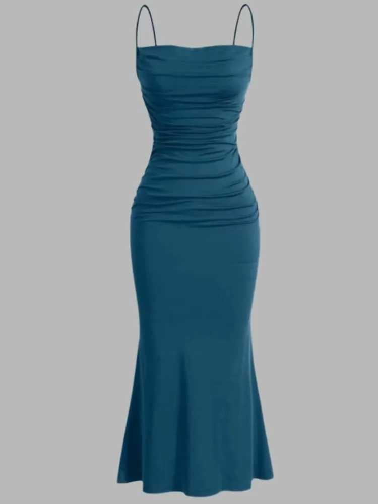 Womens Dress 2025 Spring Summer Elegant Party Fitting Slim Spaghetti Strap Mermaid Hem Maxi Fashion Lady Party Dresses VestidosXJ250514