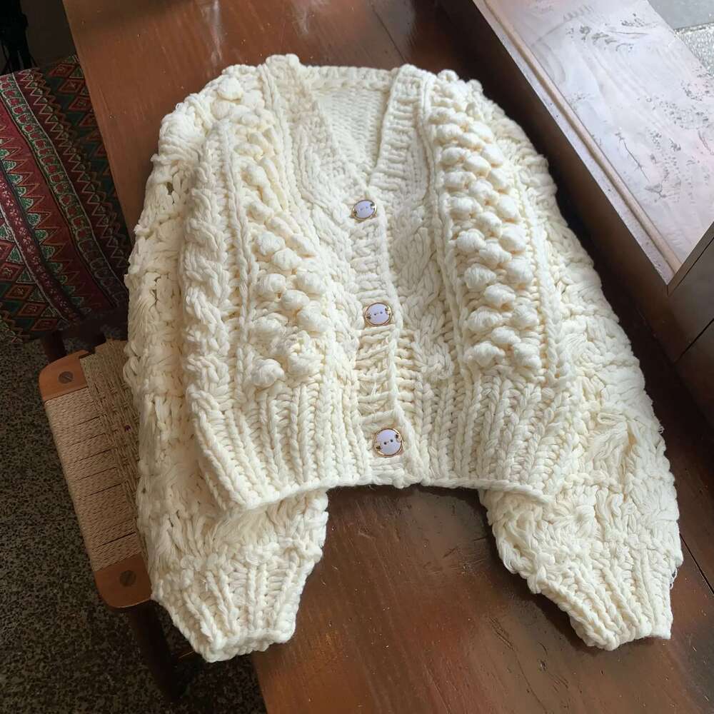 Women Handmade Chunky Cardigan Winter Bubble Sweater Knit Outwear