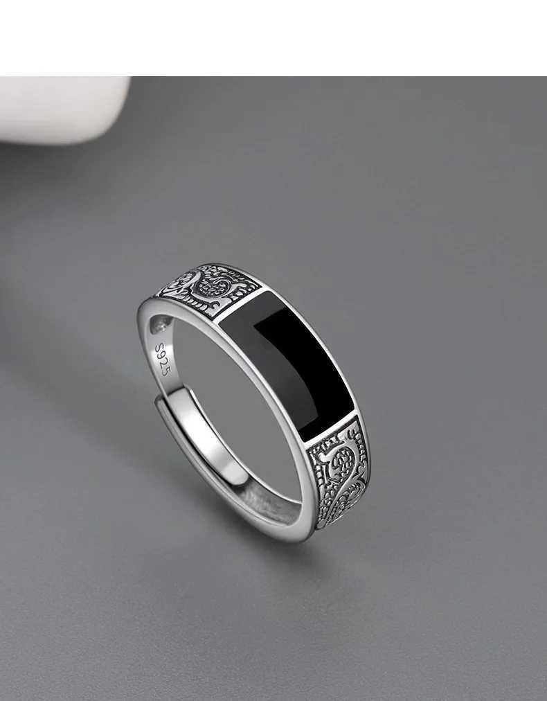 925 Sterling Silver Mens Ring High Quality Luxury black Gem For Men Wedding Fine Jewelry Accories Party GiftsXJ250514