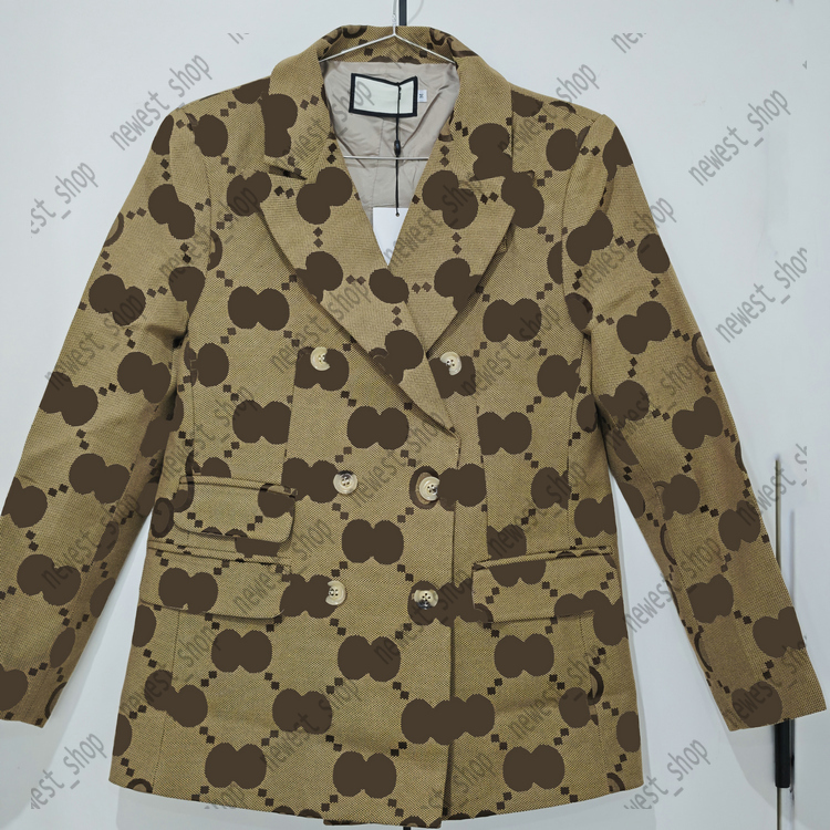 Western clothing womens Blazers designer autumn luxury outwear double breasted letter pattern print coat khaki Jacquard matching Suits Blazer Male dress suit