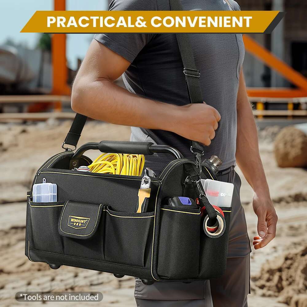 WINHUNT Electrician Tool Bag,Tool Tote: Strong, Durable Canvas, Portable Multi-functional for Maintenance & Carpentry