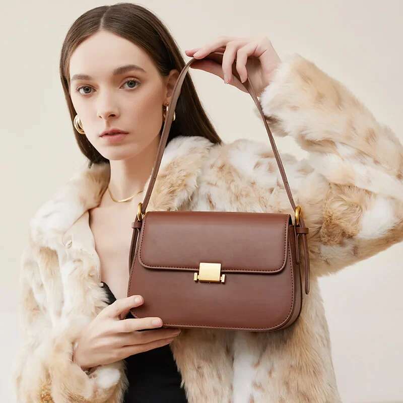 Women Summer Shoulder Crossbody Armpit Genuine Leather Ladies Messenger Female Small Square Bag Clutch Bags Handbag