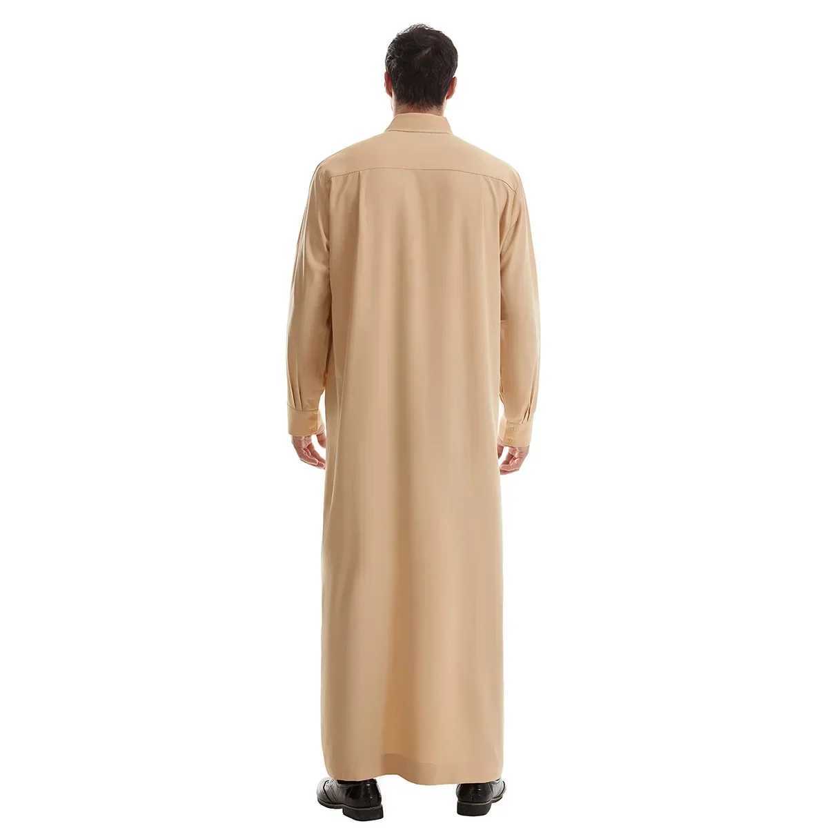 Muslim Mens Robes Qatar Robe Pocket Design Arab Middle Eastern Mens Wear Arabic Jubba Thobe Daffah Dishdasha Kaftan Abaya Dress X250514