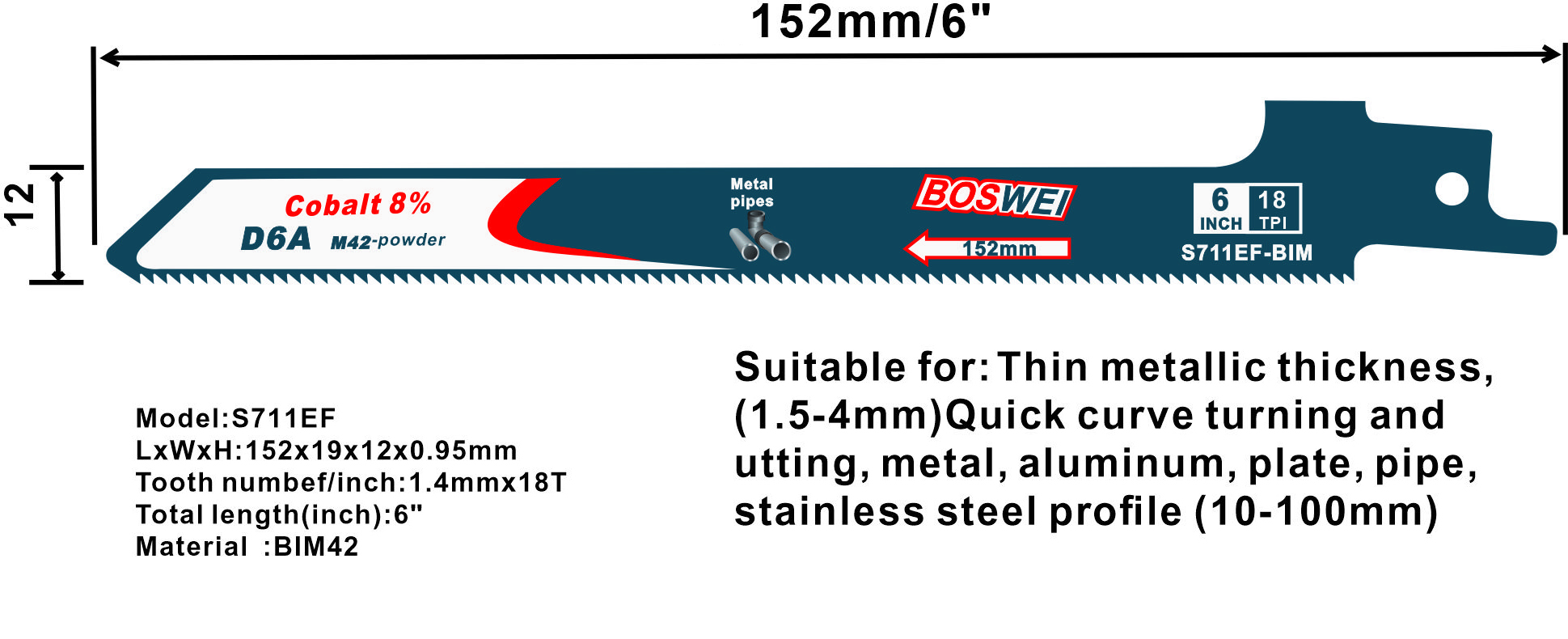 Cobalt bimetal saw blades for wood, nailed wood and plastic pipe cutting wholesale Five pieces per piece