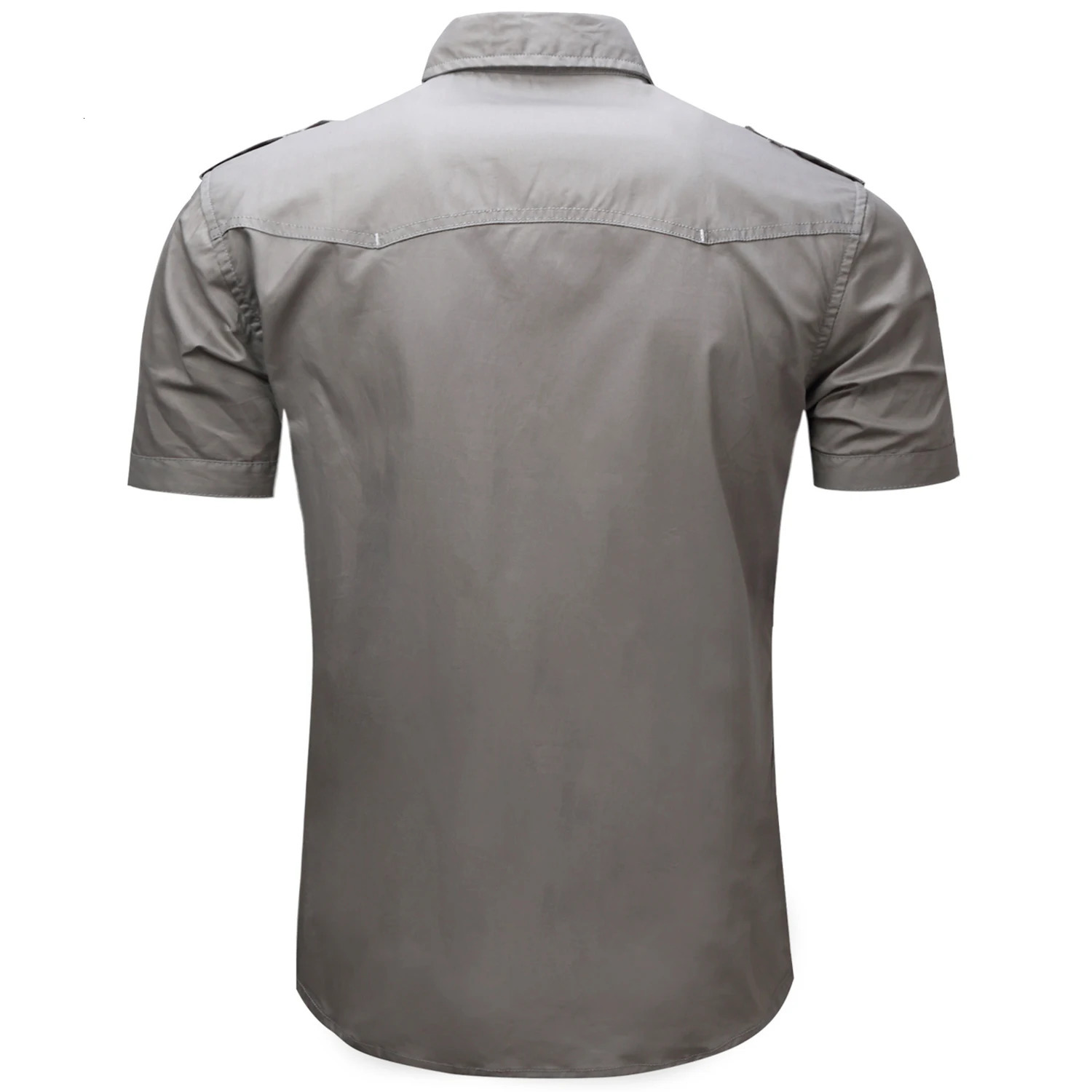 2024 Fashion Mens Short Sleeve Safari Shirt Tops Summer 100 Polyester Solid Color Casual Cargo Work Shirts with Pocket 250506Z