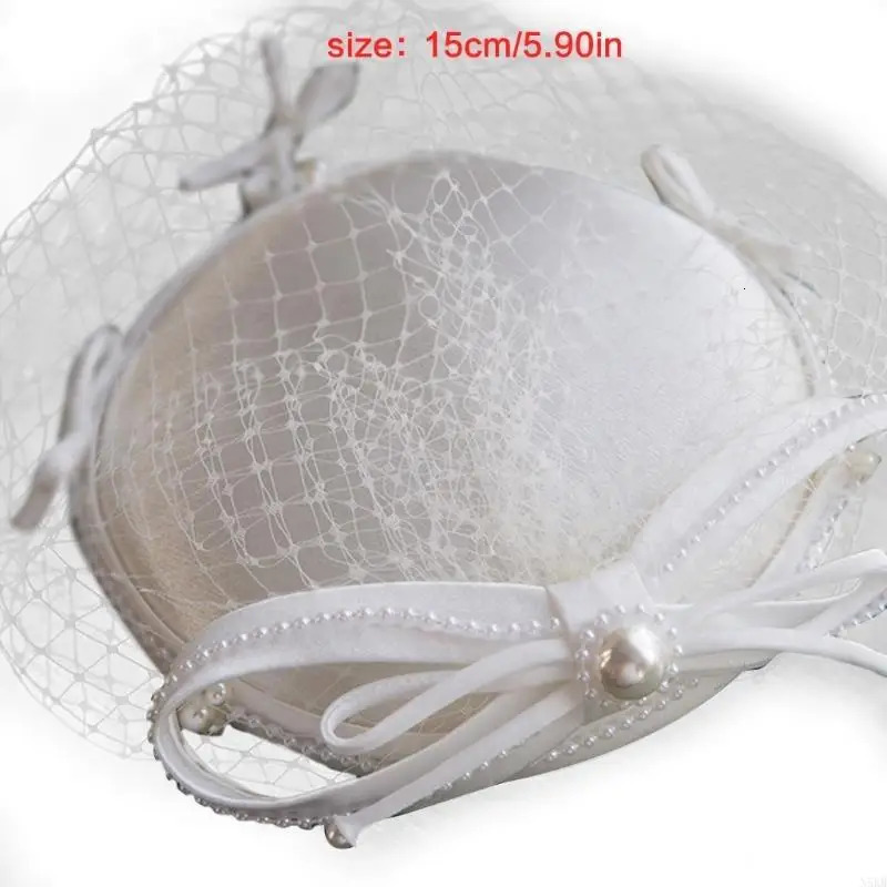 N5KB Elegant Veil Top Hats with Short Lace Elegant Wedding Po Performance 5.90In 250513