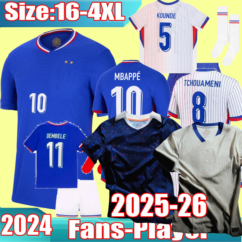S-4XL 2025 French MBAPPE GRIEZMANN Home Soccer Jerseys 24 25 26 TCHOUAMENI DEMBELE GIROUD Maillots de Football Shirt