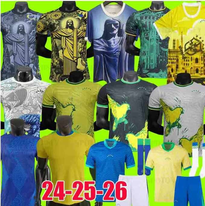 24/25/26 Brasil Soccer Jersey Camiseta de futbol PAQUETA BRAZILS NERES COUTINHO football kit MARCELO PELE CASEMIRO brasil mens kids sets SETS