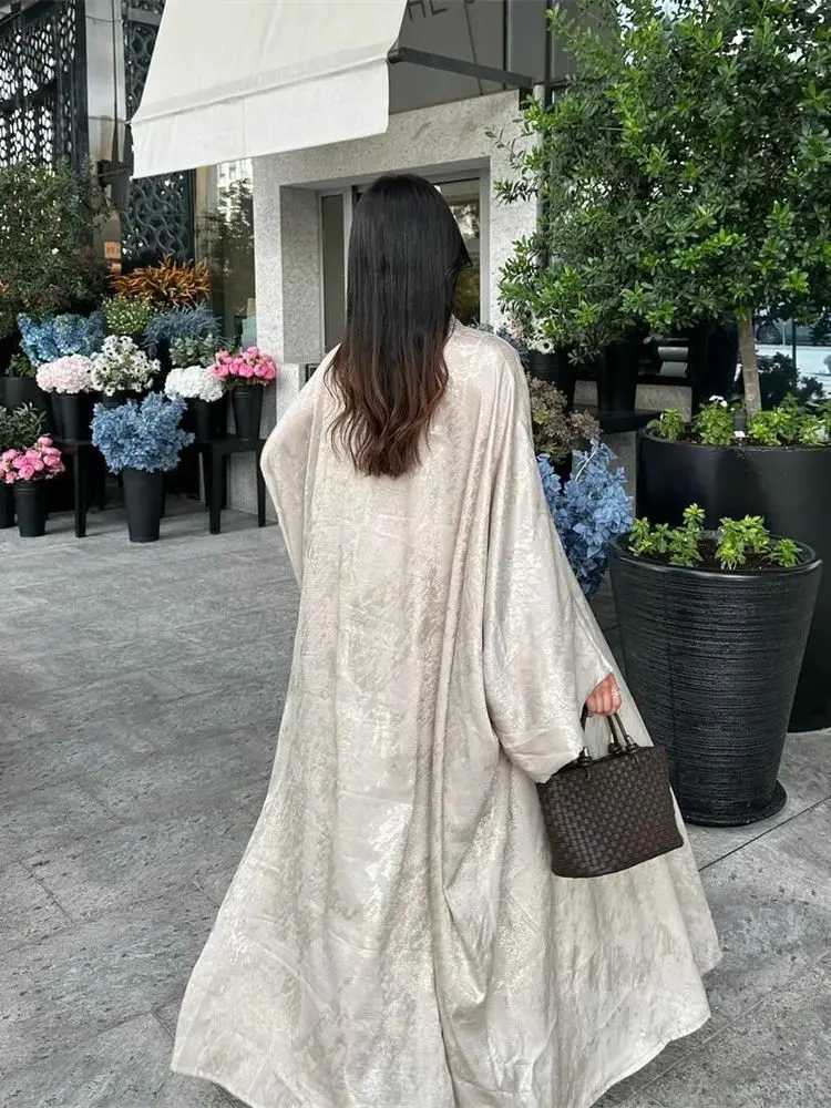Ramadan Shiny Satin Open Kimono Abaya Dubai Luxury 2025 Muslim Kaftan Dress Abayas For Women Islam Clothing Robe Femme Musulmane X250514