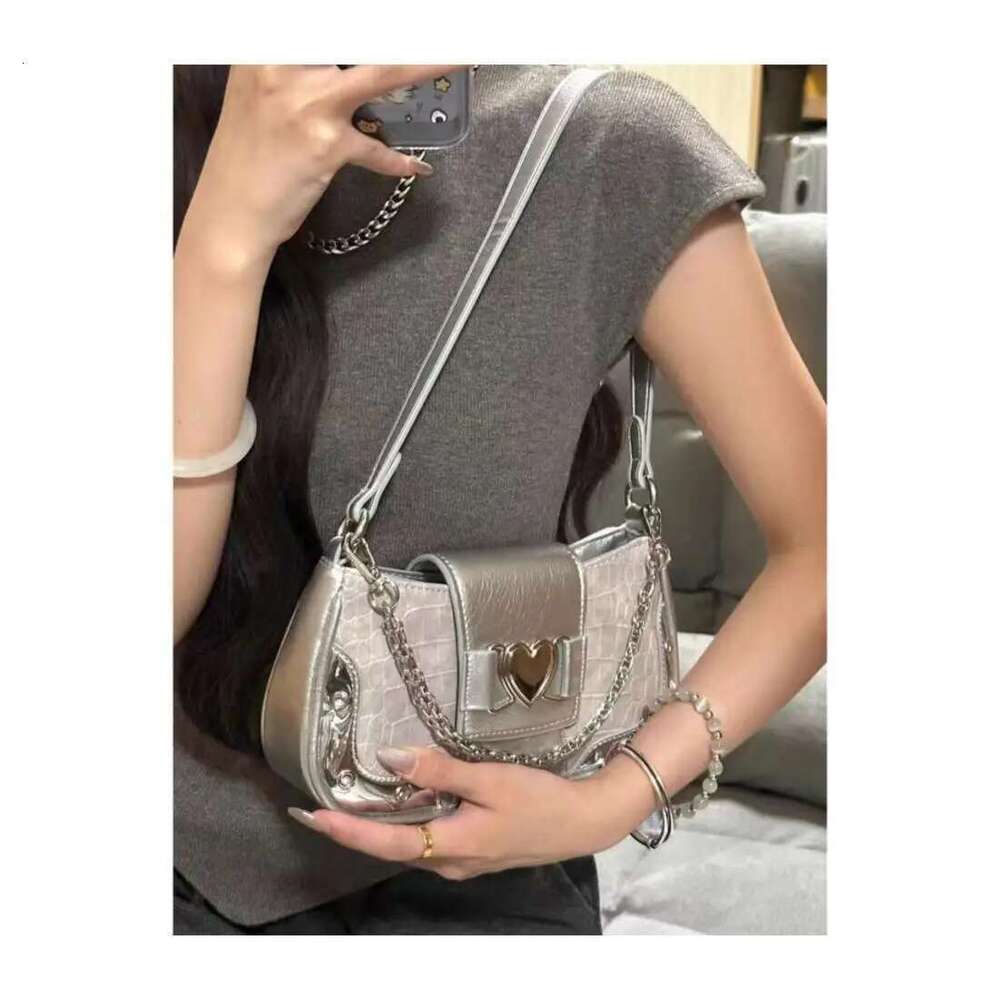JIAERDI Hot Grils Y2k Handbag Women Vintage Sweet Cool Heart Chain Pink Underarm Female Fairycore Aesthetic Shoulder Bag New