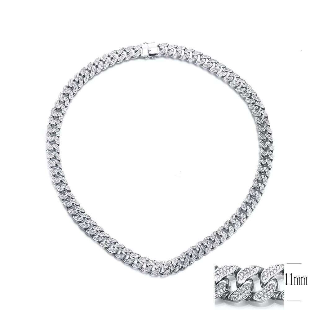 High quality men's necklace, hip-hop ice out CZ pure sier Cuban chain necklace