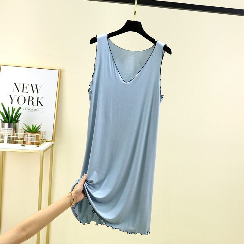 V82160 Large size women's summer nightdress women's summer large size loose sleeveless vest dress dress thin high waist