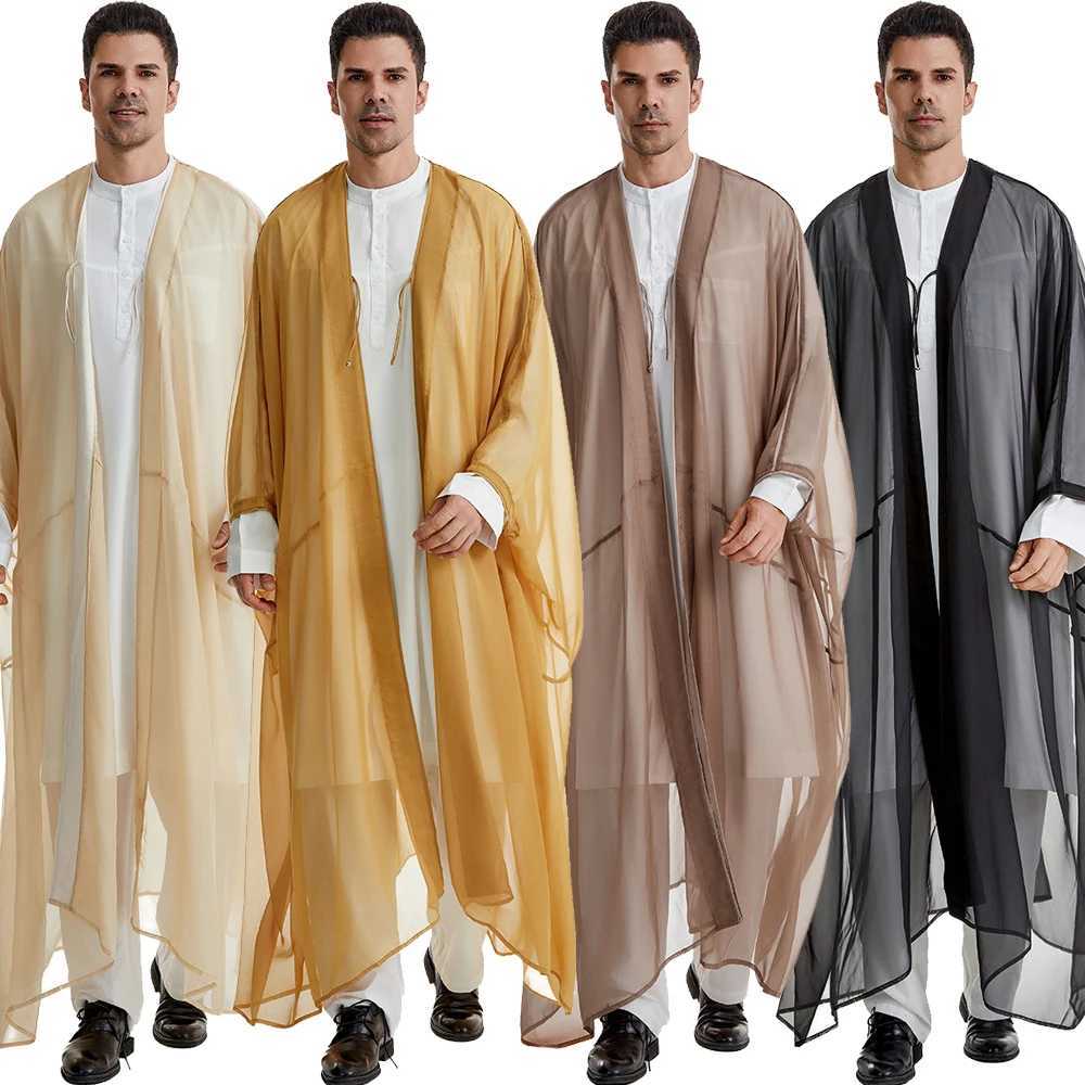 Islam Men Jubba Thobe Kimono Cardigan Eid Ramadan Djellaba Muslim Dress Saudi Arabic Robe Dubai Abaya Turkey Kaftan Morocco Gown X250514