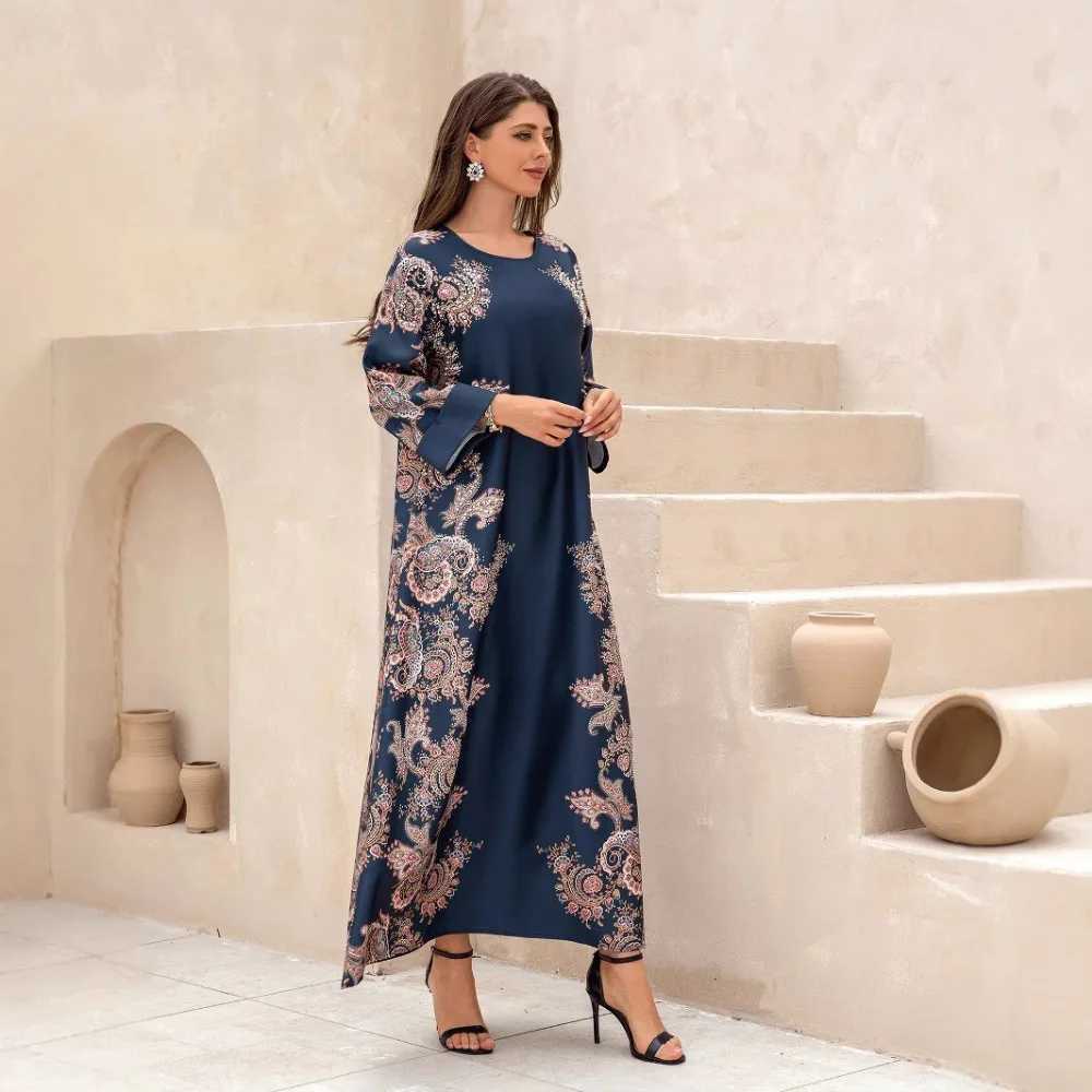 Kaftan Abaya Women Dresses Eid Muslim Jalabiya Pearls Arab Print Long Robe Ramadan Dubai Morocco Abayas Islam Party Vestidos X250514