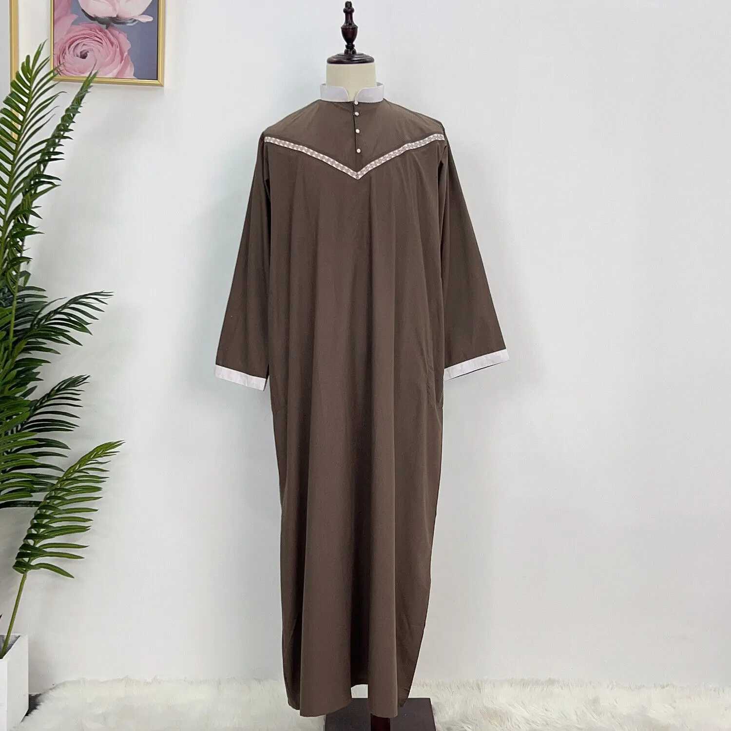 Ramadan Eid Islamic Men Robe Arabic Jubba Thobe Muslim Man Casual Clothing Dubai Abaya Turkey Long Sleeve Dress Middle East X250514