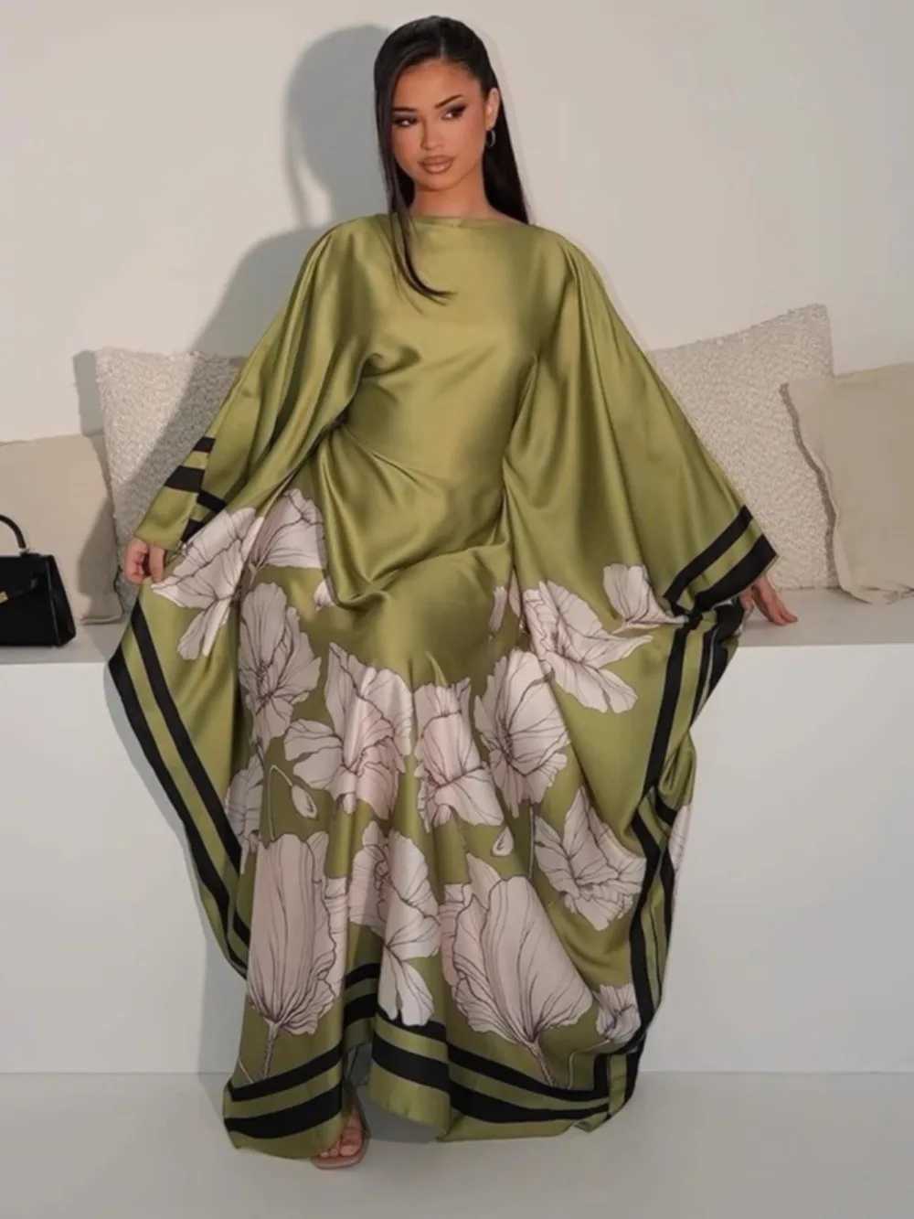 Women Bat Slve Dress Muslim Abaya Print Caftan Party Dresses Arab Long Robe Morocco Dubai Kaftan Vestidos Largos Jalabiya 2025 X250514