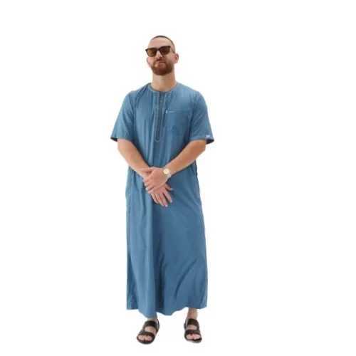 Europe and the United States men large size Arab ethnic robe long short sleeve Middle East Islamic Dubai simple casual Muslim X250514