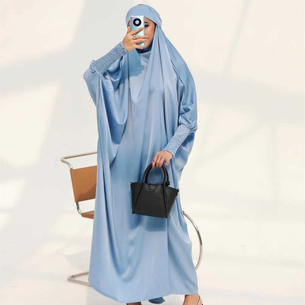Ramadan Modesty Prayer Dress Women Jilbabs Kaftan Muslim Abayas Smocking Slve Maxi Dresses Dubai Robe Hijab Islamic Clothing X250514