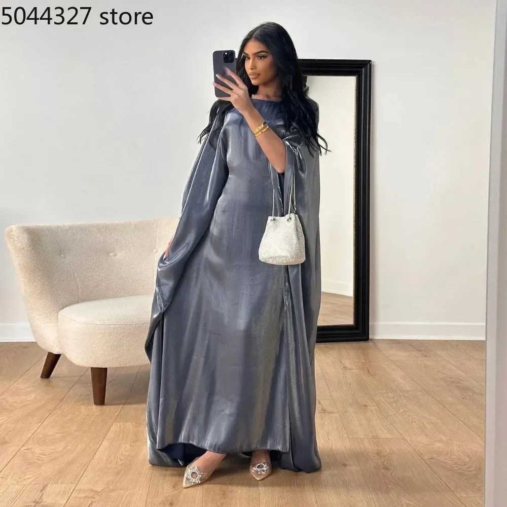 Muslim Satin Maxi Dress for WomenBatwing SlveDubai AbayasTurkeySaudi Arabic Robe Ramadan Kaftan Islamic Djellaba Gowns X250514