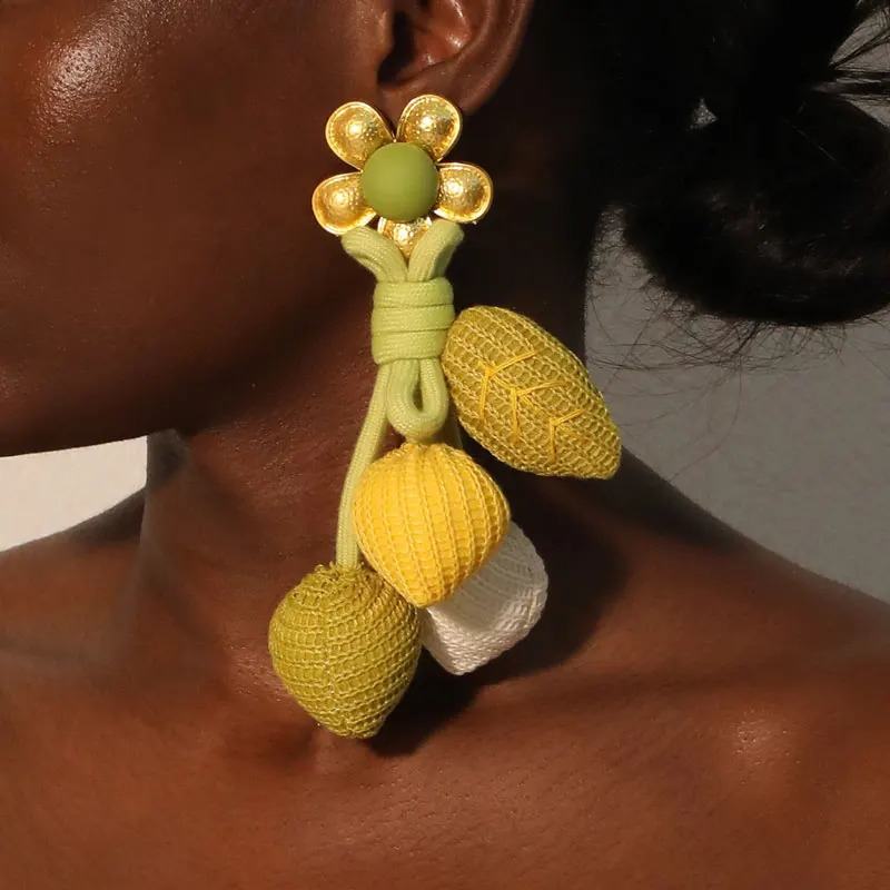 Statement Flower Fruits Dangle Earrings Exaggerated Earrings Handmade For Women Wedding Party Jewelry 250514