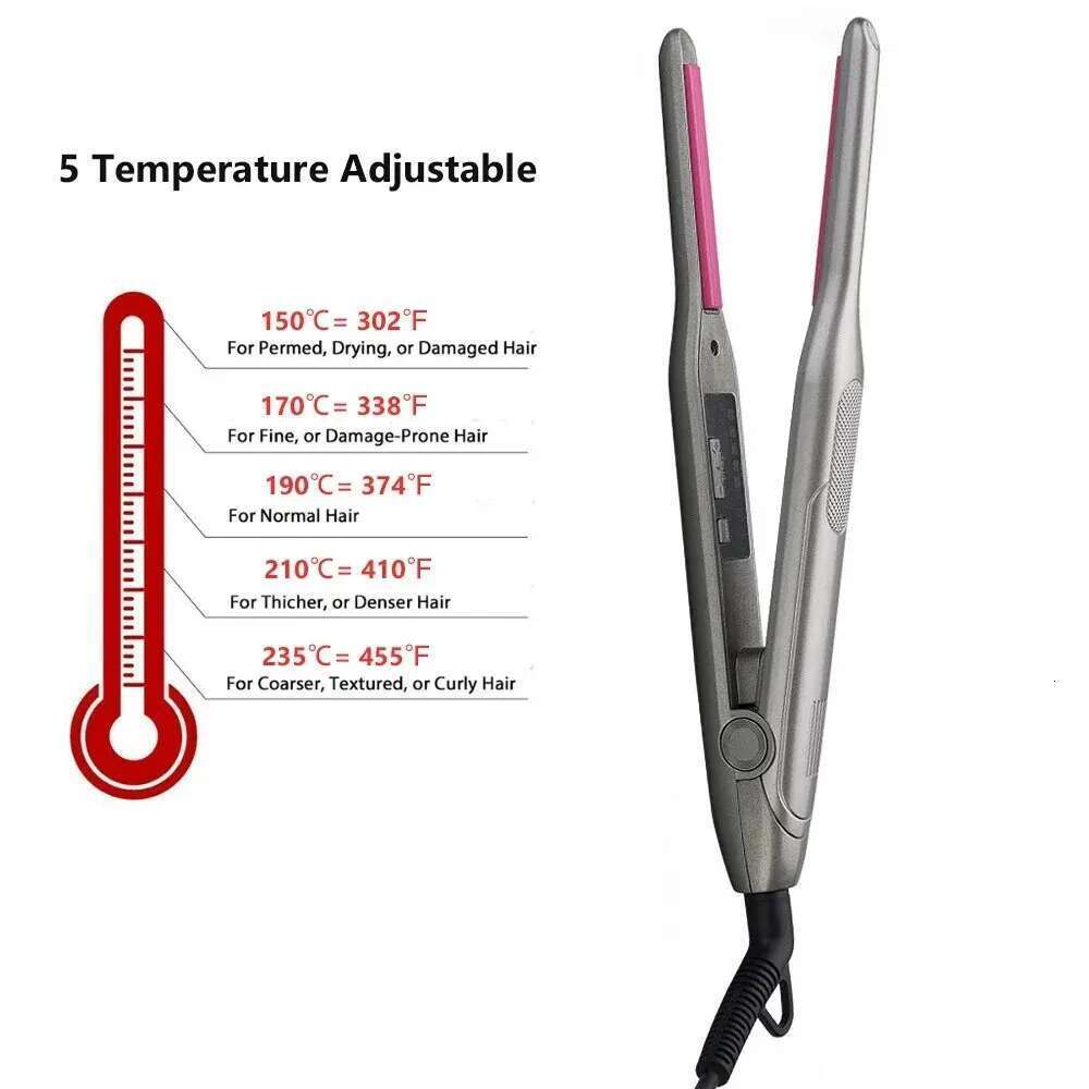 Mini Titanium Small Short Irons Dual Voltage Flat Hair Iron Thin Pencil Beard Straightener