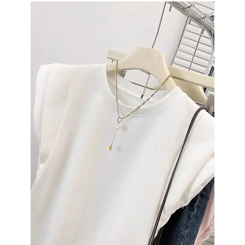 Pink Fly Sleeve Short Tshirt for Women in Summer Slim Vest Top 250514