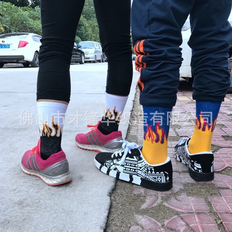 Designer Socks Korean INS Fashion Brand Haruku Style Flame Tube Cotton Street Hip Hop Skateboarding Men S And Women S Sports Socks Sports Socks
