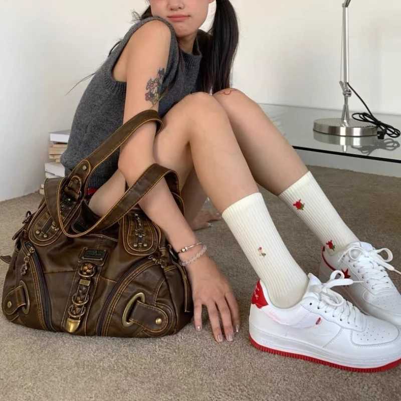 Y2k Ahetic Vintage Womens Handbags Casual Grunge Streetwear Shoder Underarm Bag Fem All My Trendy Tote Bags Z250514