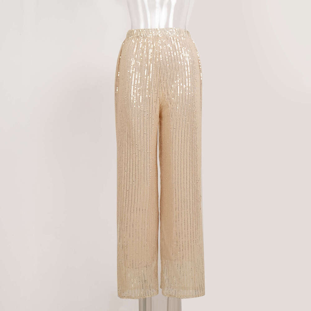 Women's Wear Autumn/Winter New Insy2k Trendy American Pearl Shiny Straight Leg Floor Pants