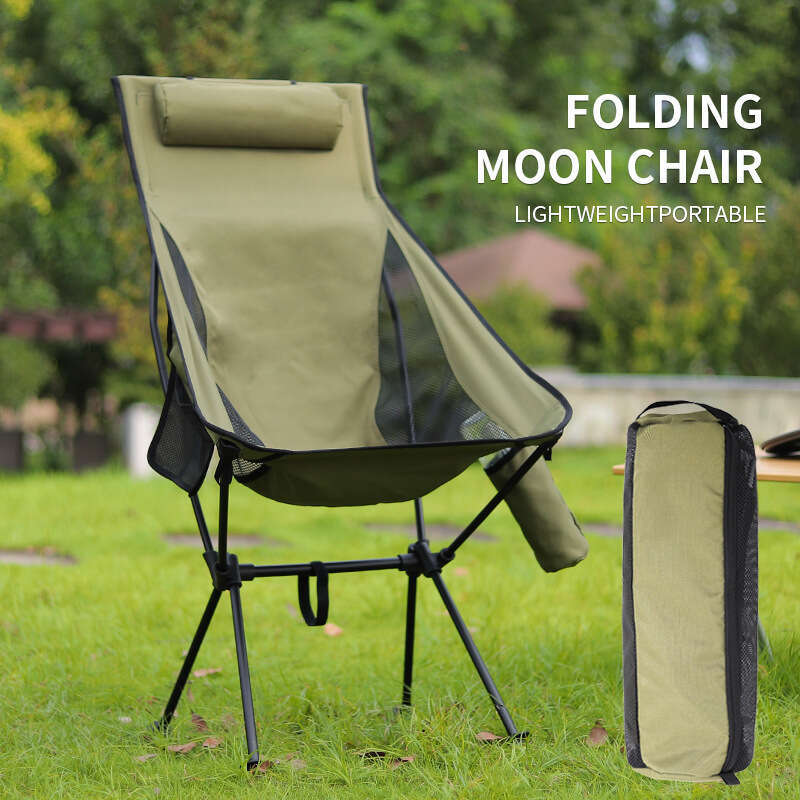 7075 Moon Lounge Outdoor Folding Chair, Convenient Cup Bag with Pillow, Available in Three Colors