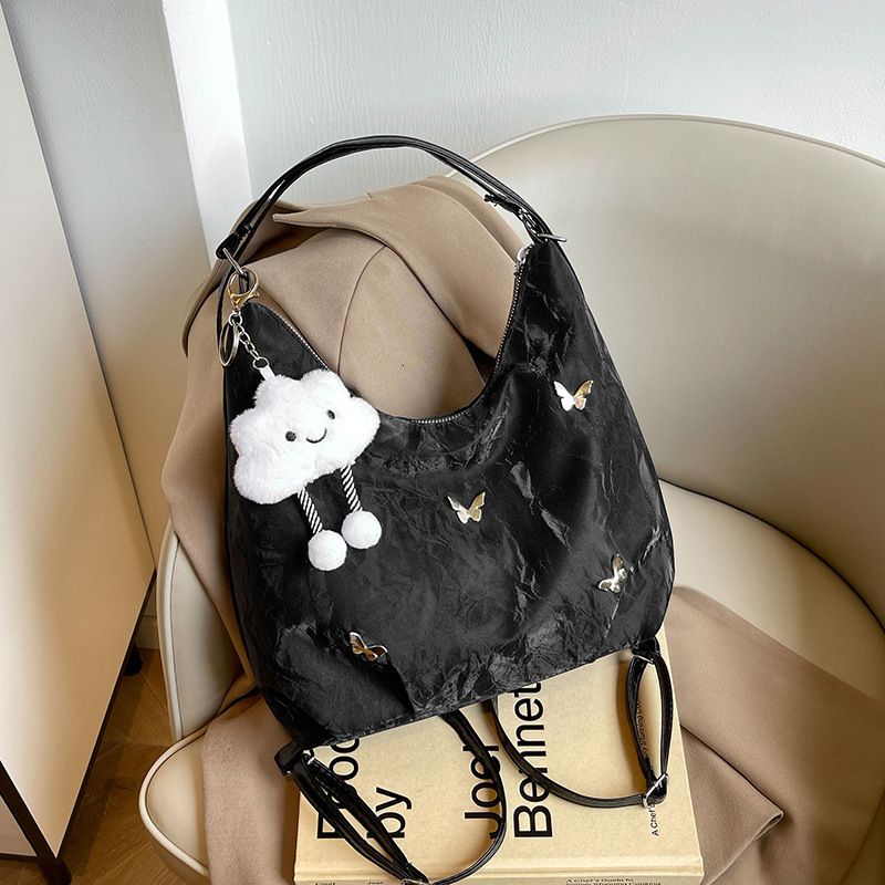 Free Delivery Designer Bag Leisure Soft Surface Large Capacity Butterfly Decorative Shoulder 2025 New Fashionable Commuting Backpack Multi Purpose Tot