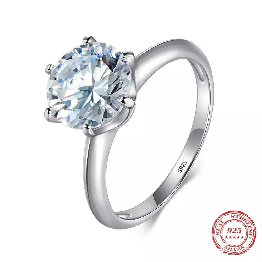 925 Sterling Silver Simple Engagement Wedding Rings for Women Fashion 1CT/2CT/ 3CT Cubic Zirconia Ring Bridal Jewelry GiftXJ250514