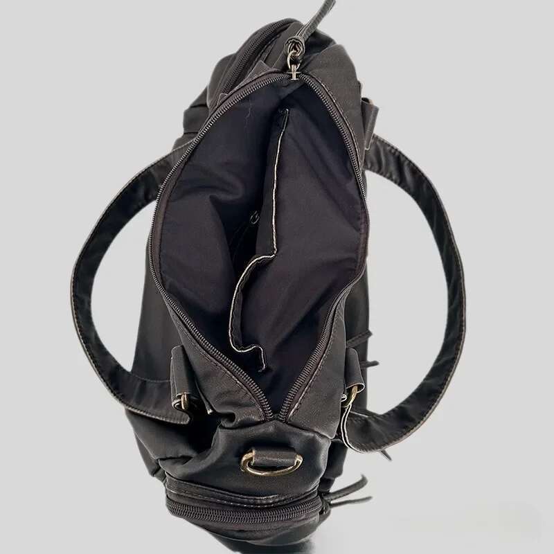Women's fashion retro old motorcycle large capacity washed Y2K hot girl shoulder messenger bag