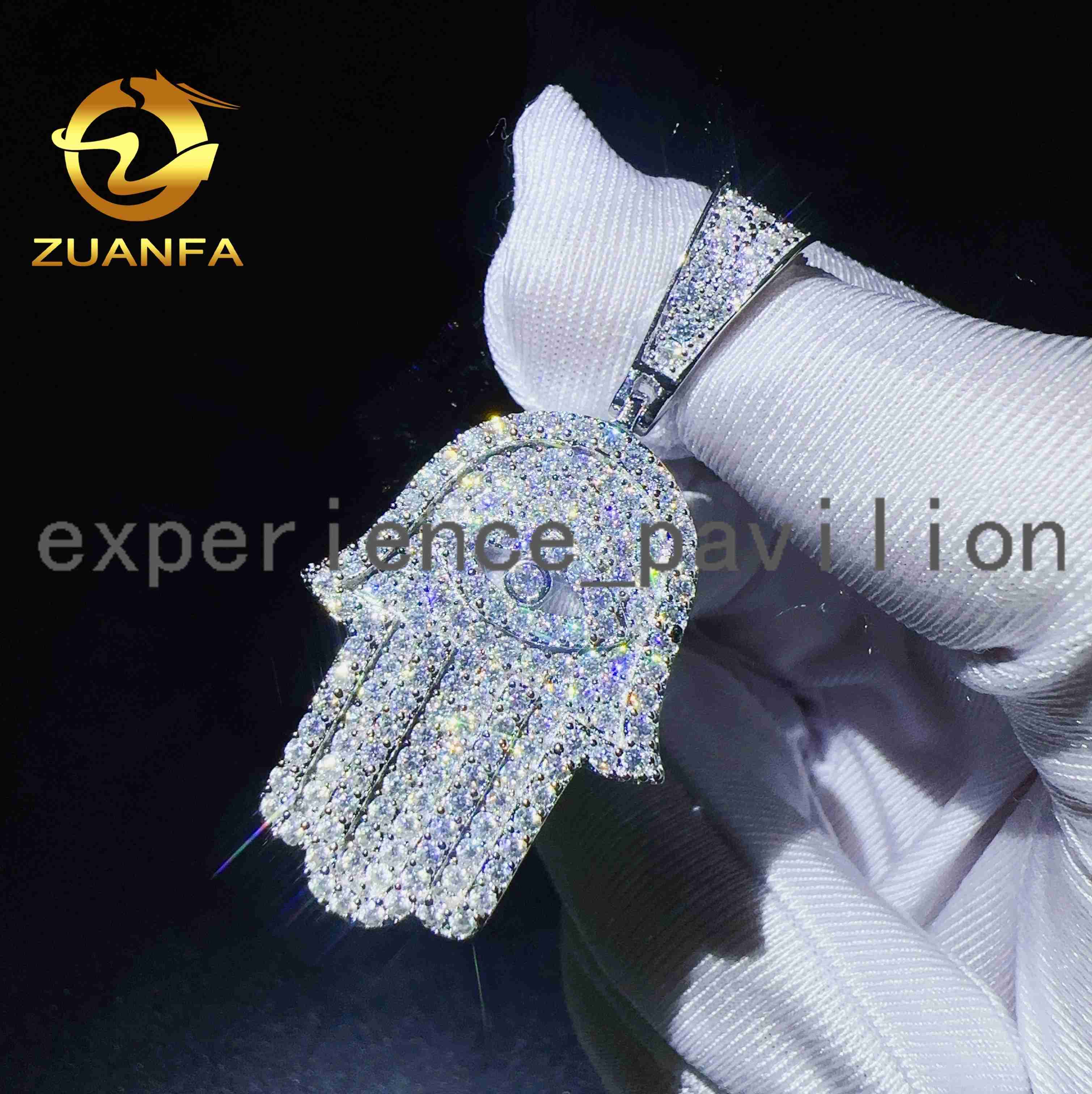 Wholesale Price Silver 925 Ready to Ship Pendant Vvs Moissanite Custom Diamond Hip Hop Iced Out Jewelry Hand Pendant