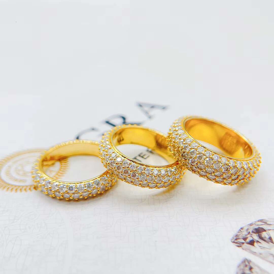 Luxury Design 3 Rows 4 Rows 5 Rows Moissanite Hip Hop Jewelry Diamond Rings Mens 925 Sterling Silver Moissanite Ring for Men
