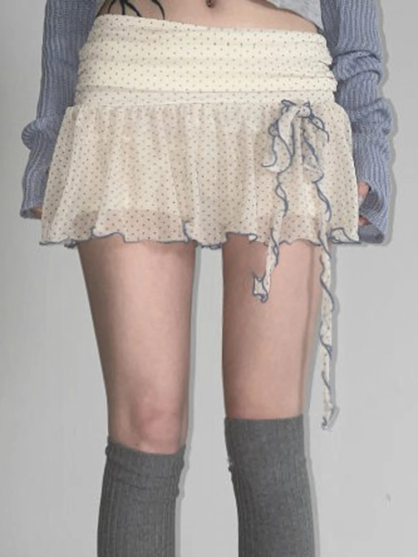 Sweet Cute Fabric Polka Dot Print Women Mini Skirts Bow Chic AllMatch Causal Simple Summer 250514