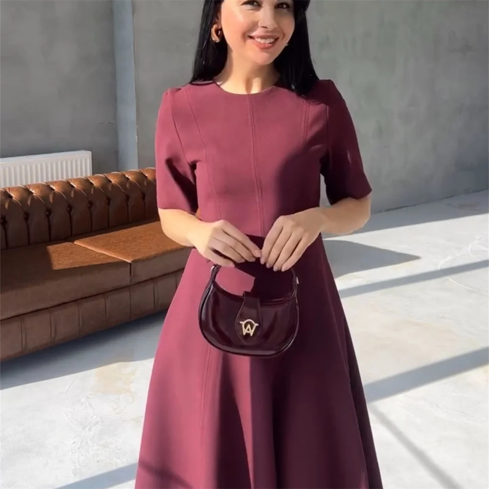 womens clothing European and American style fashionable n sense twocolor wave wide swing round neck dress 250514